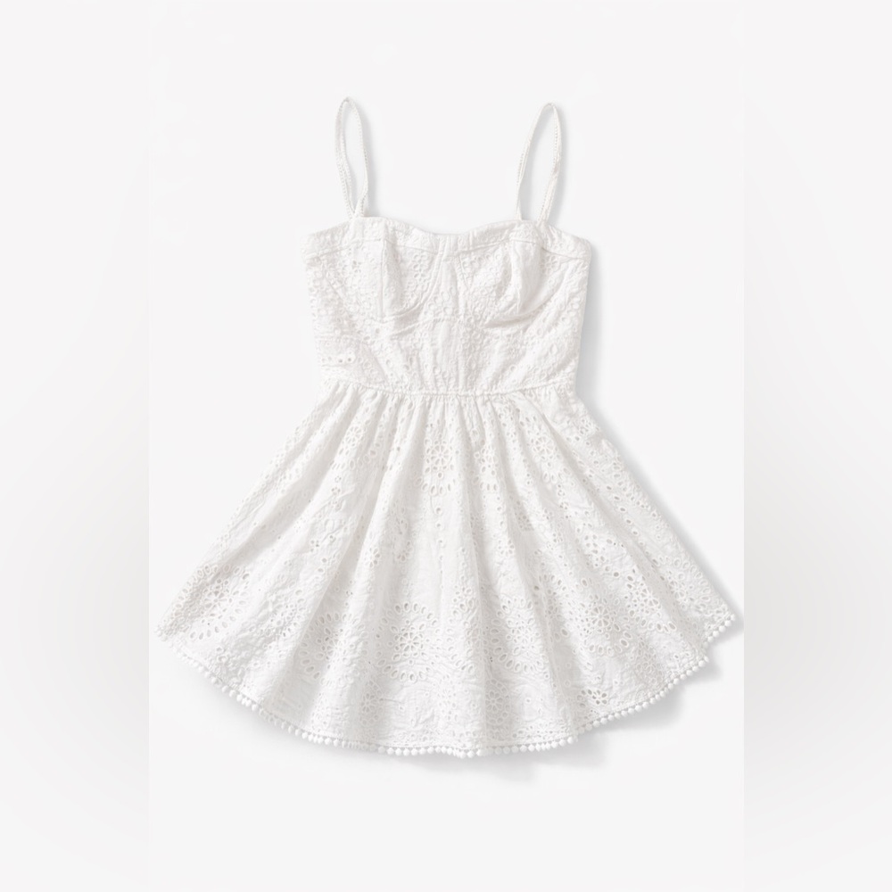 ZARA WHITE COTTON SHORT OPENWORK EMBROIDERED EYELET DRESS  sz XS 2784/019